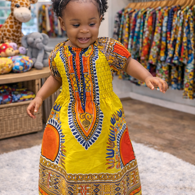 Yellow dashiki toddler dress