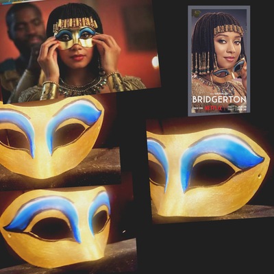 Masquerade mask-bridgerton ball-alice mondrich -cleopatra mask, handmade