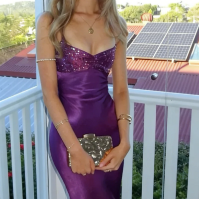 Elegant spaghetti straps burgundy satin long prom dresses 