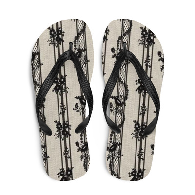 Lacy fabric flip-flops