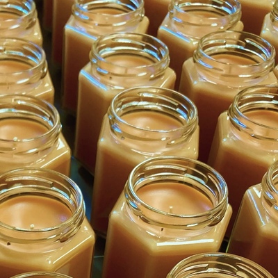 Soy blend candles in a 90z a hexagon jar