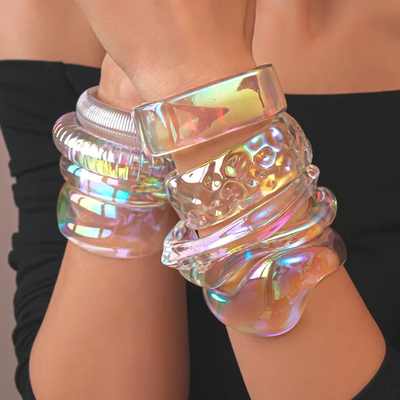 Iridescent aurora holographic bangle 