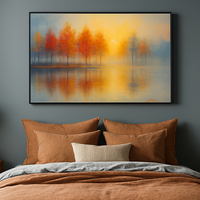 Vibrant Fall Trees Art Print Autumn Lake Reflection - Thumbnail 2