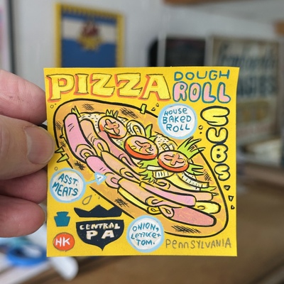 Pa pizza dough roll subs post-it note painting 