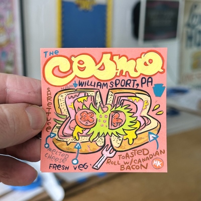 Williamsport pa cosmo post-it note painting 