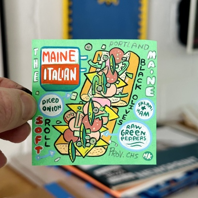 Maine italian post-it note painting 