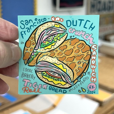 Dutch crunch sandwich post-it note painting 