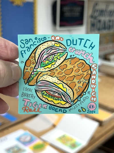 Dutch Crunch Sandwich Post-It Note Painting 