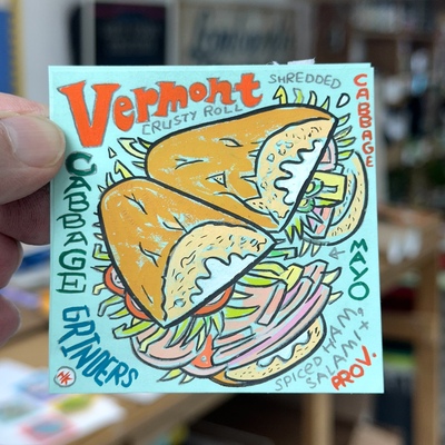 Vermont cabbage grinder post-it note painting 