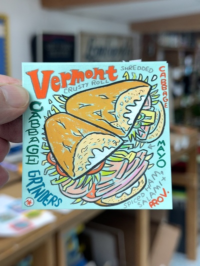 Vermont Cabbage Grinder Post-It Note Painting 