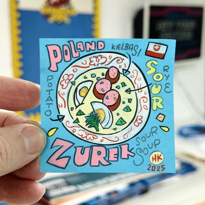 Zurek sour soup post-it note painting 