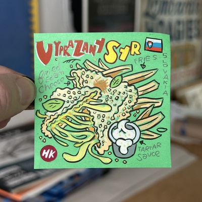 Vyprážaný syr - fried cheese post-it note painting 