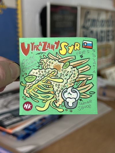 Vyprážaný Syr - Fried Cheese Post-It Note Painting 