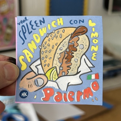 Palermo spleen sandwich post-it note painting 