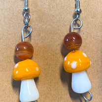 Carnelian and glass mushroom earrings