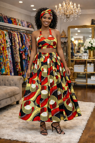 Vibrant Vibes Halter Top & Skirt Set