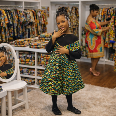 Green young girl skirt set