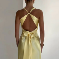 Simple Open Back Floor Length Coffee Brown Prom Dress - Thumbnail 1