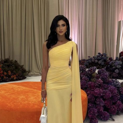 Charming one shoulder yellow chiffon evening formal gowns - Thumbnail 2