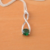 BOXED GIFT/925 Emerald Created) Pendant & 18" Sterling Silver Chain/Emerald Necklace/Emerald Jewelry/Emerald Jewellery/May Birthstone/UK - Thumbnail 1