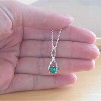 BOXED GIFT/925 Emerald Created) Pendant & 18" Sterling Silver Chain/Emerald Necklace/Emerald Jewelry/Emerald Jewellery/May Birthstone/UK - Thumbnail 4