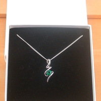 BOXED GIFT/925 Emerald (Lab Created) Pendant & 18"Silver Chain/Emerald Necklace/Emerald Jewellery/Emerald Jewelry/Emerald Jewelery/May Birthstone/UK - Thumbnail 6