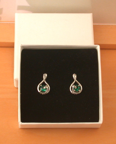 BOXED GIFT/925 Silver Emerald (Lab Created) Stud Earrings/Emerald Studs/Emerald Jewelry/Emerald Jewellery/Emerald Jewelery/May Birthstone/UK