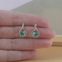 BOXED GIFT/925 Silver Emerald (Lab Created) Stud Earrings/Emerald Studs/Emerald Jewelry/Emerald Jewellery/Emerald Jewelery/May Birthstone/UK - Thumbnail 4