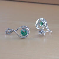 BOXED GIFT/925 Silver Emerald (Lab Created) Stud Earrings/Emerald Studs/Emerald Jewelry/Emerald Jewellery/Emerald Jewelery/May Birthstone/UK - Thumbnail 3