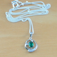 BOXED GIFT/Sterling Silver Emerald Pendant & Chain/Emerald Necklace/Emerald Jewellery/Emerald Jewelry/Gemstone Necklace/UK - Thumbnail 2