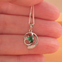 BOXED GIFT/Sterling Silver Emerald Pendant & Chain/Emerald Necklace/Emerald Jewellery/Emerald Jewelry/Gemstone Necklace/UK - Thumbnail 3