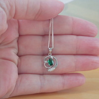 BOXED GIFT/Sterling Silver Emerald Pendant & Chain/Emerald Necklace/Emerald Jewellery/Emerald Jewelry/Gemstone Necklace/UK - Thumbnail 4
