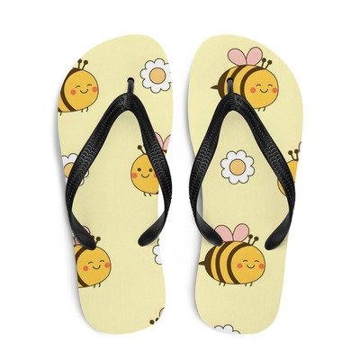Busy bee frabic flip-flops