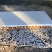 Tan 1-Row Golden Standard British Stud Wristband - Thumbnail 2