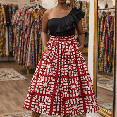 Regal ruby calf length skirt set - Thumbnail 3