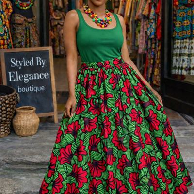 Emerald empress maxi skirt set