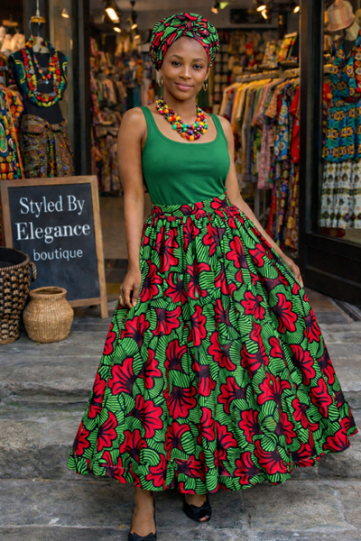 Emerald Empress Maxi Skirt Set