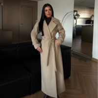 Black Elegant Formal Wrapover Coat – Brown - Thumbnail 2