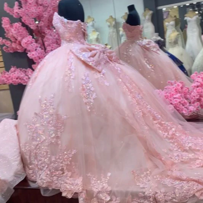 Mermaid pink tulle lace party dress , pink sweet 16 dress