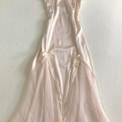 Floor length baby pink tulle evening dresses - Thumbnail 1