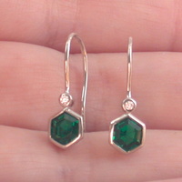 BOXED GIFT/Sterling Silver Emerald Hexagon Earrings/Emerald Hook Earrings/Emerald Jewellery/Emerald Jewelry/May Birthstone/UK - Thumbnail 5