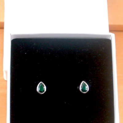 Boxed gift/sterling silver emerald earrings/emerald stud earrings/silver emerald earrings/emerald jewellery/emerald jewelry/may birthstone/uk