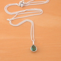 BOXED GIFT/Sterling Silver Emerald Pendant & Chain/Emerald Necklace/Emerald Jewellery/Emerald Jewelry/Silver Emerald Necklace/May Birthstone/UK - Thumbnail 2