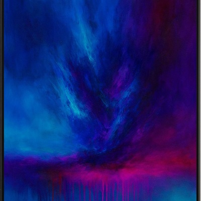 Radiant vortex blue & magenta abstract wall art print
