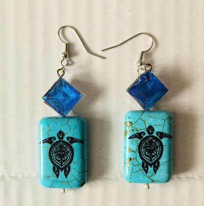Blue Turtle Earrings