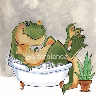 Tub-a-saurus rex 8x10 print