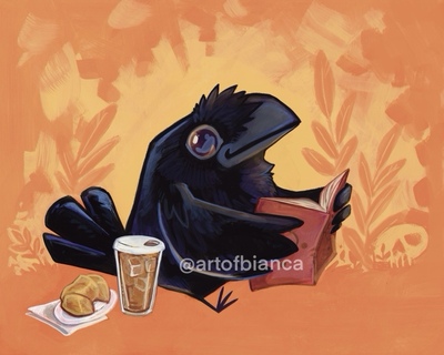 Reading Raven 8x10 Print