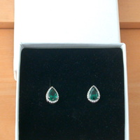 BOXED GIFT/Sterling Silver Emerald & Cz Earrings/Emerald Stud Earrings/Emerald Jewellery/Emerald Jewelry/Rectangle Earrings/May Birthstone/UK - Thumbnail 7