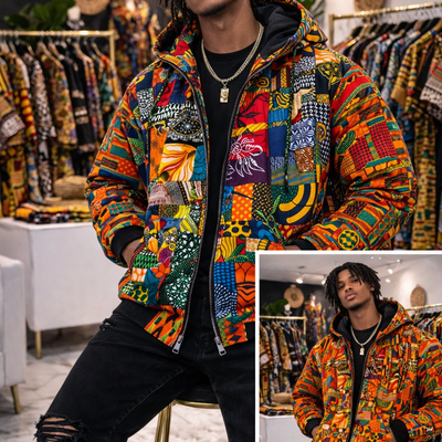 Reversible patchwork kente jacket (unisex) - Thumbnail 2