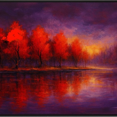 Radiant autumn reflections landscape art print